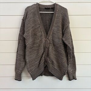 Vintage Men's 100% Cotton Chevron Knit Cardigan